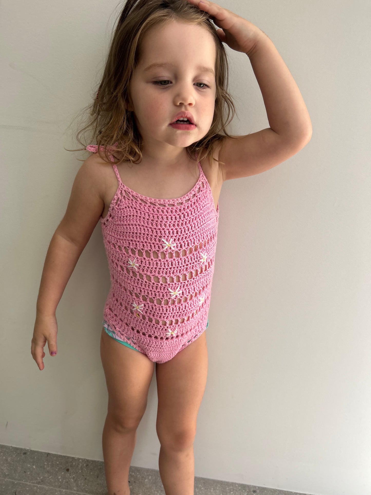 Pink daisy romper