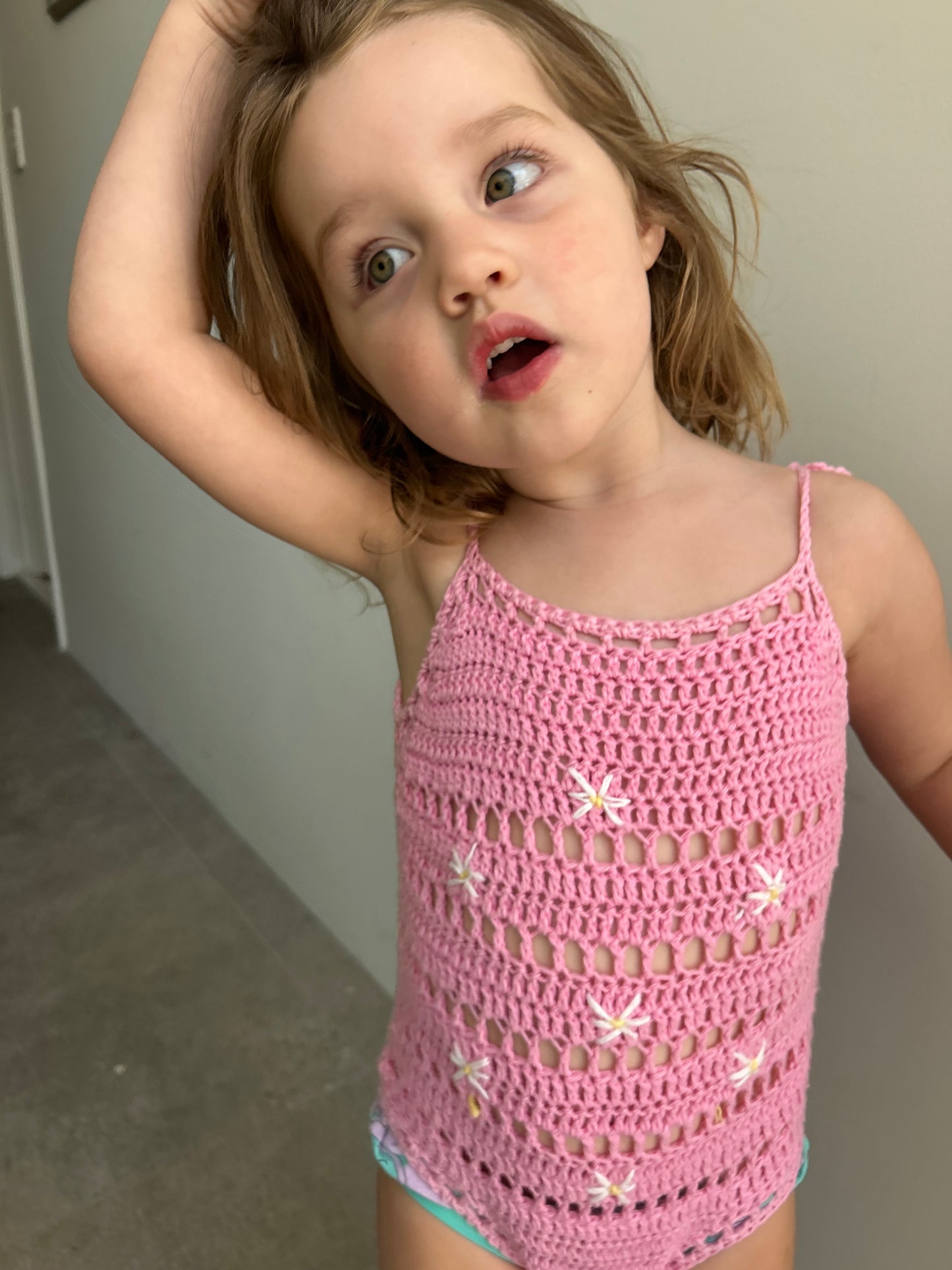 Pink daisy romper