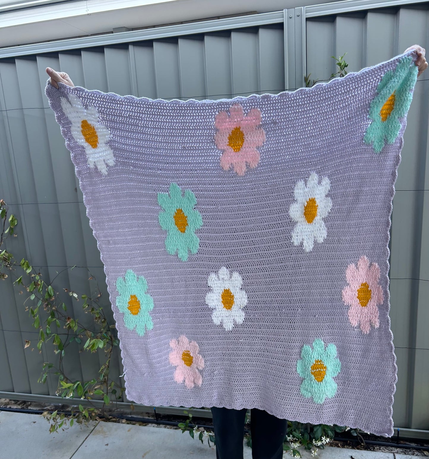Purple flower power blanket