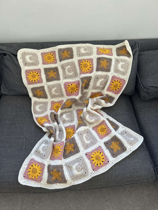 Star sun and moon throw blanket