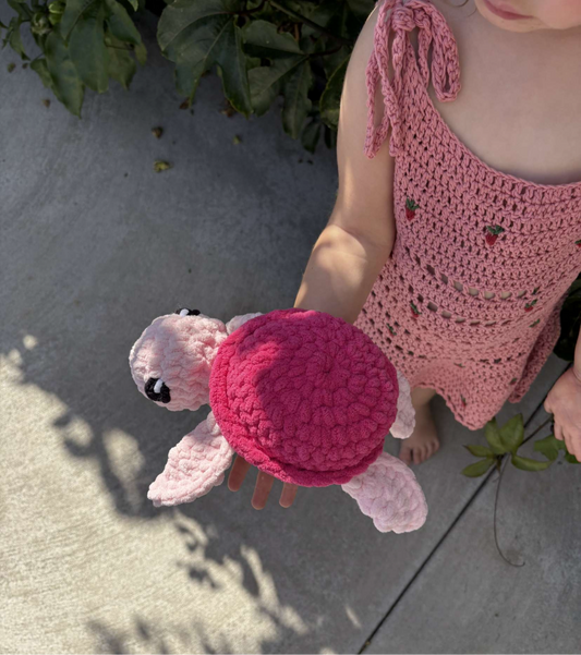 Pink turtle snuggle plushie