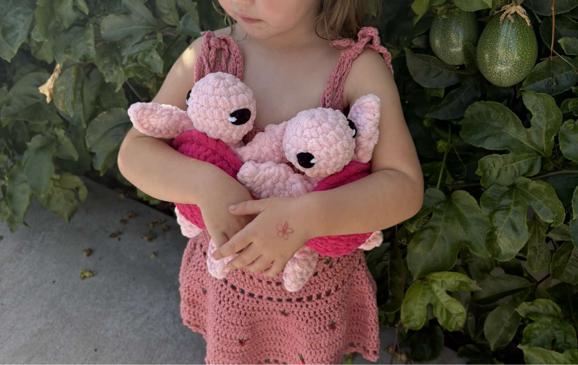 Pink turtle snuggle plushie