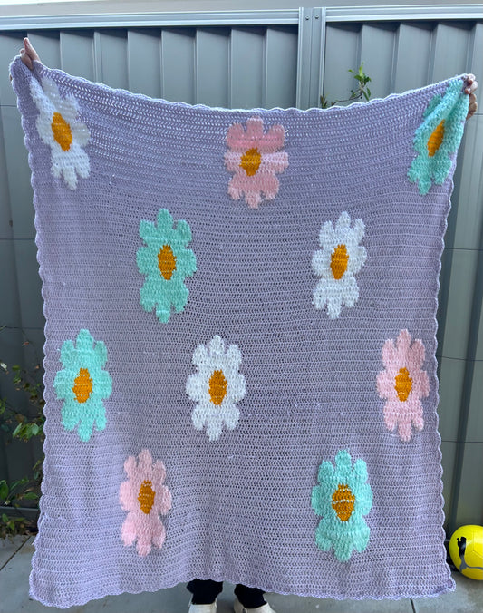 Purple flower power blanket